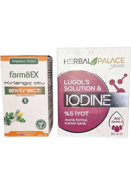 İkili Avantajlı Set (Herbal Palace Iyot Damlası 50 ml + Myfarmaex Kırlangıç Otu Damlası 50 ml)