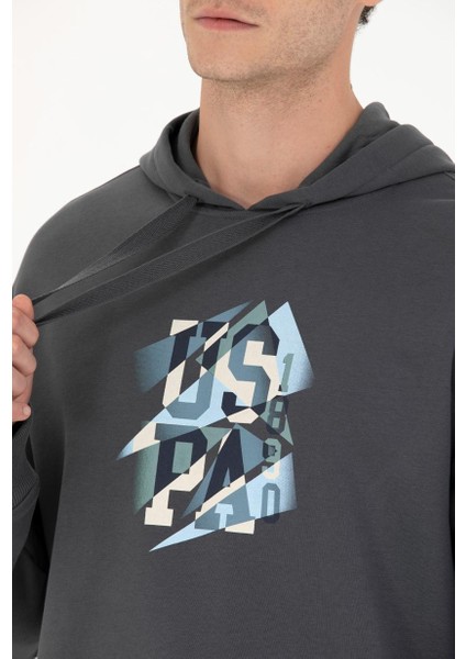 Erkek Antrasit Oversize Kapüşonlu Sweatshirt
