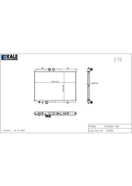 Radyatör P206 2.0 Hdi 1 Sıra Alb Sistem