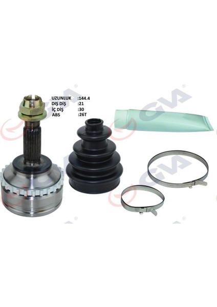 Aks Kafası Dış Ön Clıo Iı 1.4i 16V 98-05 Kangoo 98-08 Abs Li 26DİŞ 21X30X52.2 144.5MM