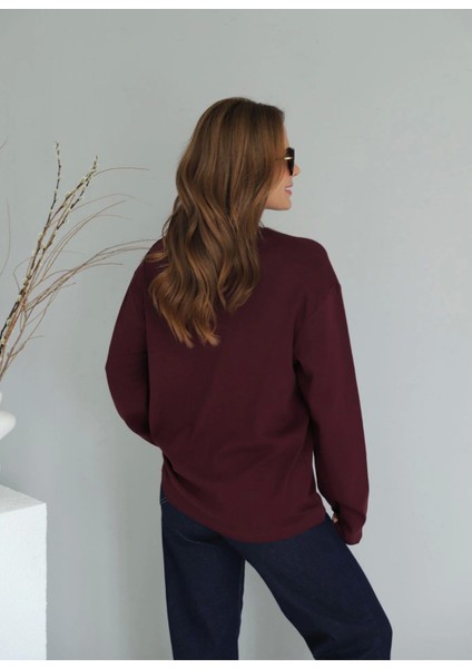 Bordo Uzun Kol Tshirt modelleri