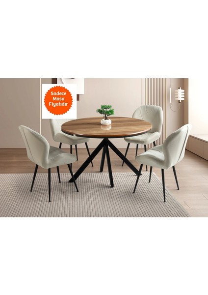 Ahşap Yuvarlak Açılır Büyüyen Yemek Masası Parlak Ceviz 70 x 120 cm Sadece Masa Fiyatıdır