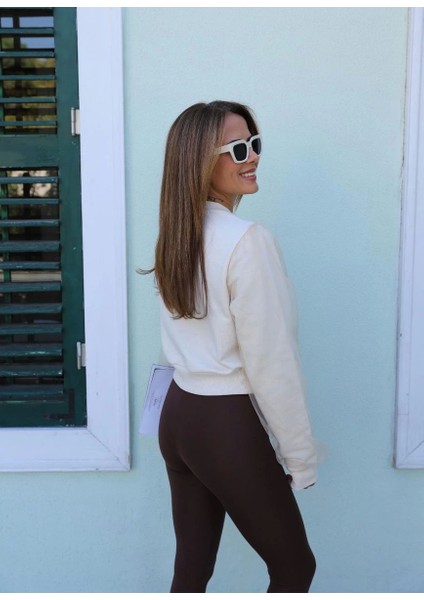 Açık Beige Kolları ve Cebi Tül Detay Sweat indirimleri