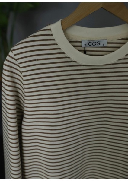 Camel Çizgili Uzun Kol Sweatshirt modelleri