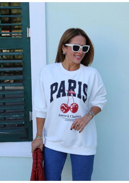 Beyaz Baskı Detay Sweatshirt fırsatları