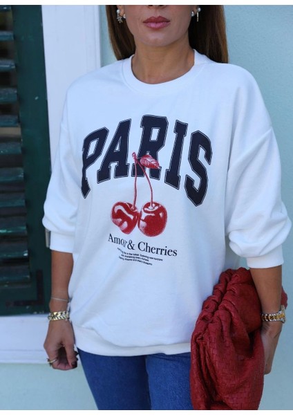 Beyaz Baskı Detay Sweatshirt indirimleri