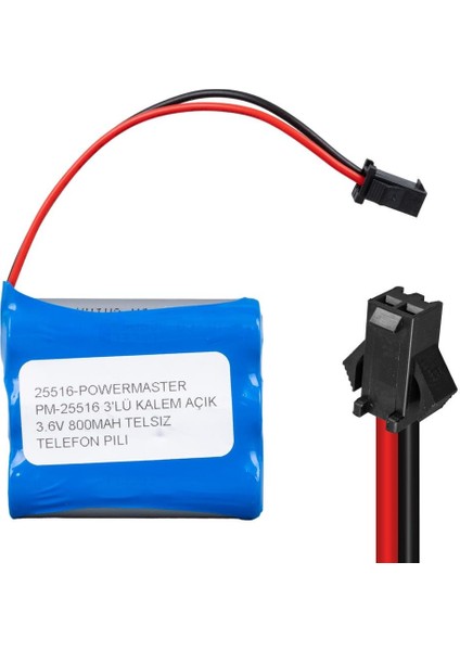 PM-25516 3'lü Kalem Açık 3.6 Volt 800 mAh Telsiz Telefon Pili