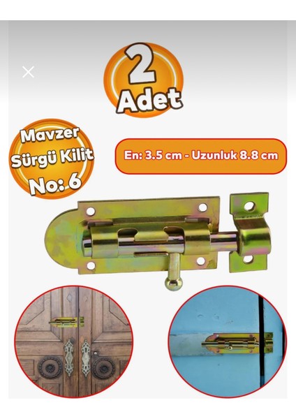 Kapı Pencere Emniyet Mandalı Kilidi Mavzer Sürgü No:6 35X88 mm (2 Adet)