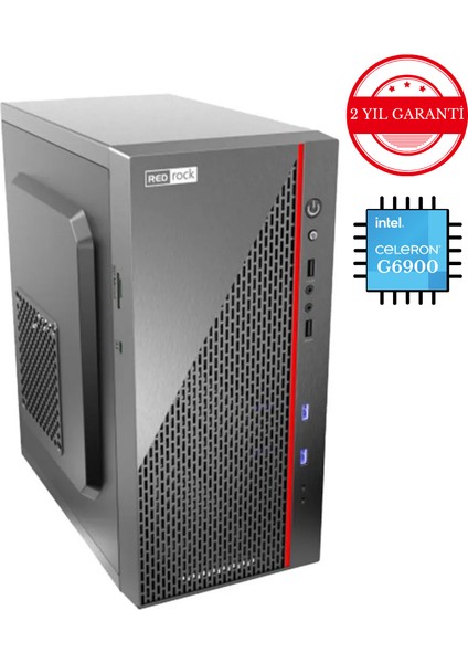 Intel Celeron G6900 4gb 128GB SSD Freedos 300W Mini Tower Masaüstü Bilgisayar