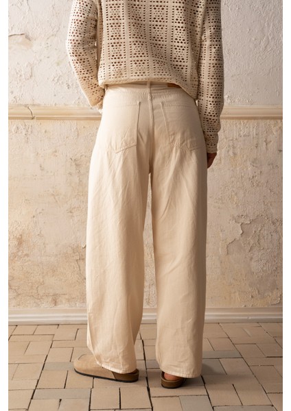 Baggy Fıt Gabardın Bej Pantolon modelleri
