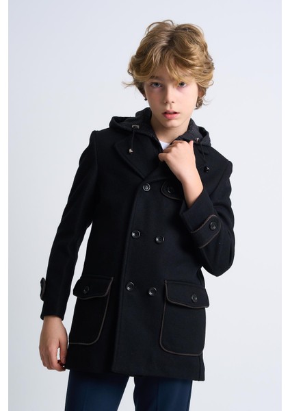 Alexandergardı Çıkarılabilir Kapüşonlu Düğme Detaylı Astarlı Çocuk Kaban