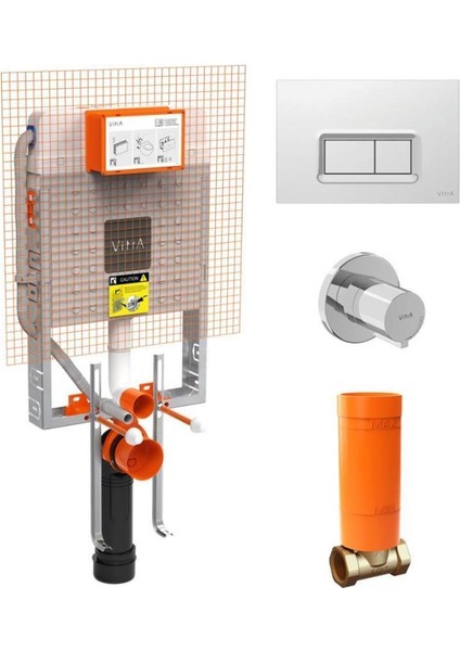 S20 Round Smoothflush Asma Klozet + Vitra Yavaş Kapanır Kapak + Vitra Gömme Rezervuar Set