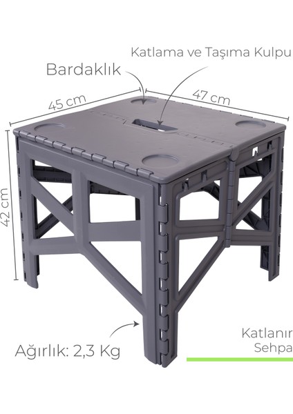 Plastik Portatif Katlanabilir Kolay Taşınır Kamp Piknik Masası