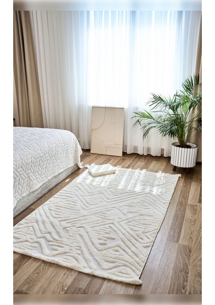 Halı Orion 4221 Krem Yumuşak Dokulu Iskandinav Desenli Makine Halısı