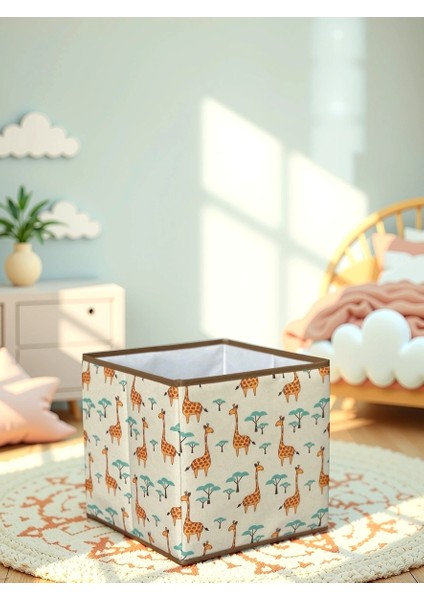 Gıraffe 2 Desenli Kapaksız Çok Amaçlı Düzenleyici Oyuncak Saklama Kutusu 30 x 30 x 30 modelleri