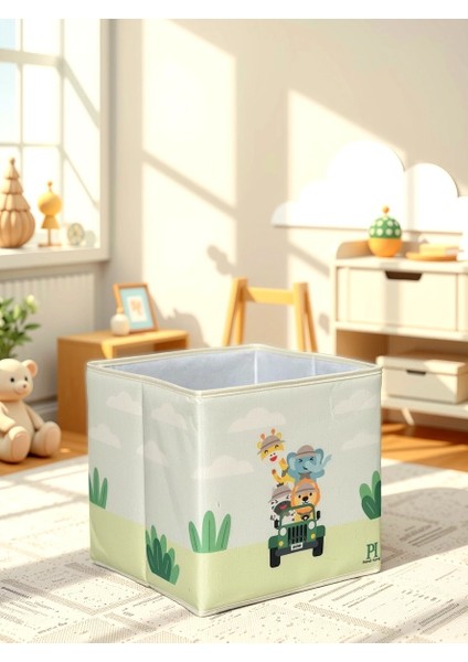 Safari 2 Desenli Kapaksız Çok Amaçlı Düzenleyici Oyuncak Saklama Kutusu 30 x 30 x 30 fiyatları