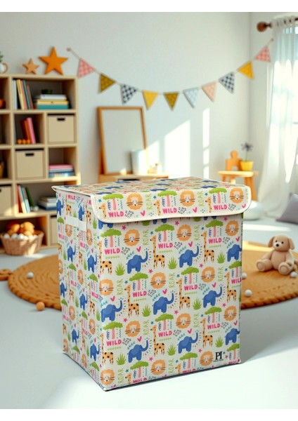 Elephant Desen Büyük Boy Kapaklı Kirli Çamaşır Oyuncak Düzenleyici Saklama Kutusu Sepeti 40X50X30 fiyatları