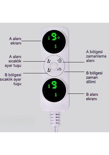 Uzun Yün Akıllı Çift Kontrol Elektrikli Battaniye 2x1.8m (Yurt Dışından)