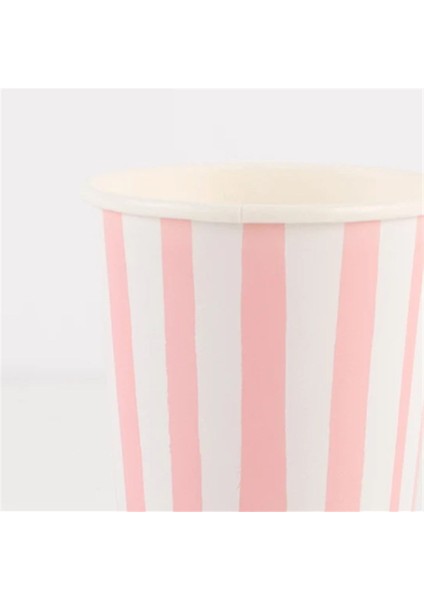 - Pink Stripe Cups - Pembe Çizgili Bardaklar - 8'li fiyatları