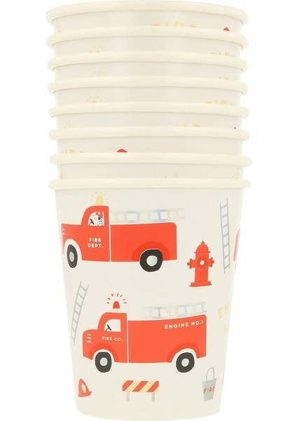 - Fire Truck Cups - Itfaiye Bardaklar - 8'li modelleri