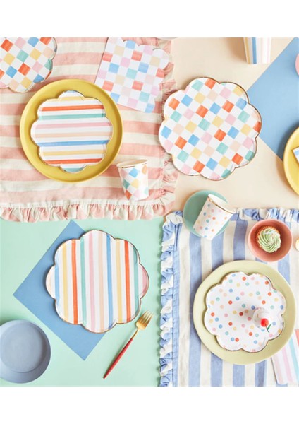 - Colourful Pattern Cups - Renkli Desenler Bardaklar - 8'li