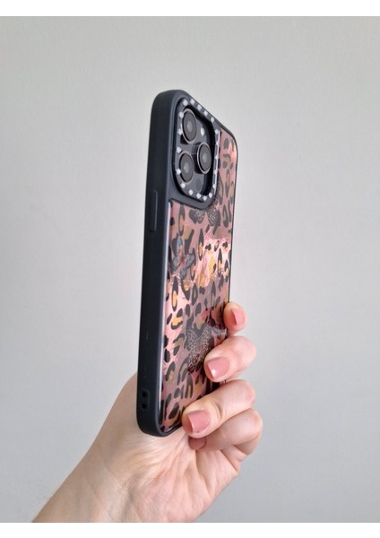 iPhone 15 Pro Max Uyumlu Leopar Desenli Taşlı Kamera Çıkıntılı Kaliteli Lüks Kılıf fırsatları