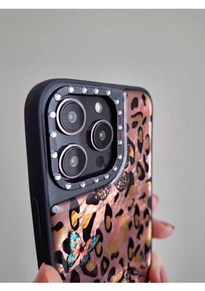 iPhone 15 Pro Max Uyumlu Leopar Desenli Taşlı Kamera Çıkıntılı Kaliteli Lüks Kılıf indirimleri