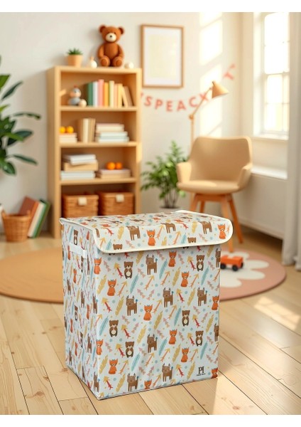 Wild Animals 2 Büyük Boy Kapaklı Kirli Çamaşır Oyuncak Düzenleyici Saklama Kutusu Sepeti 40 x 50 x 30 fiyatları