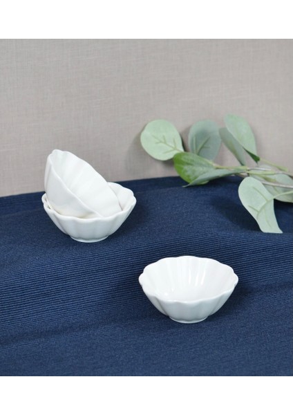 Porselen Mini Çerezlik Lokumluk Kahve yanı 6 lı Set Beyaz 25915