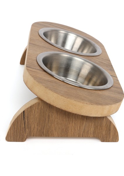 Ahşap Kedi Köpek Eğimli Su Mama Kabı Çelik Kase 18 mm Mdf fırsatları