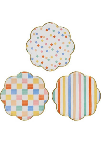 - Colourful Pattern Side Plates - Renkli Desenler Tabaklar - 8'li