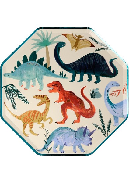 - Dinosaur Plates - Dinozor Tabak - 8'li