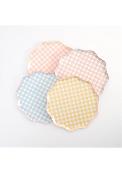 - Gingham Plates - Damalı Tabaklar - S - 12'li