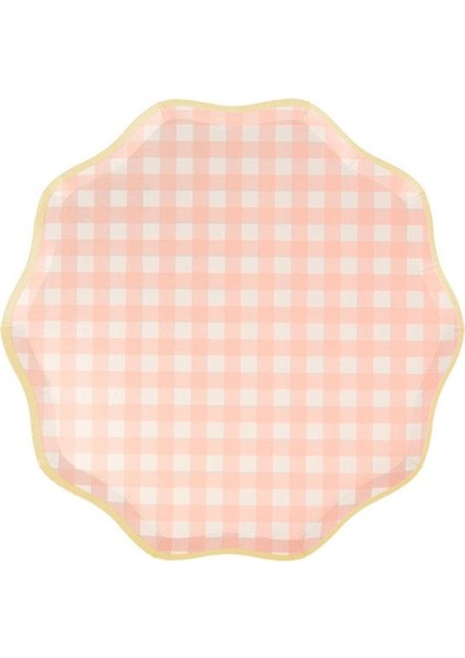 - Gingham Plates - Damalı Tabaklar - S - 12'li fırsatları