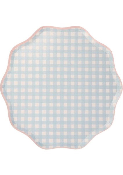 - Gingham Plates - Damalı Tabaklar - L - 12'li modelleri