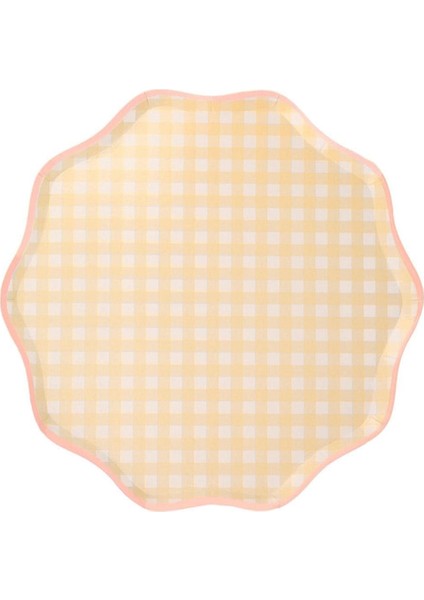 - Gingham Plates - Damalı Tabaklar - L - 12'li fırsatları