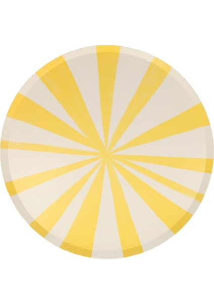 - Yellow Stripe Plates - Sarı Çizgili Tabaklar - L - 8'li