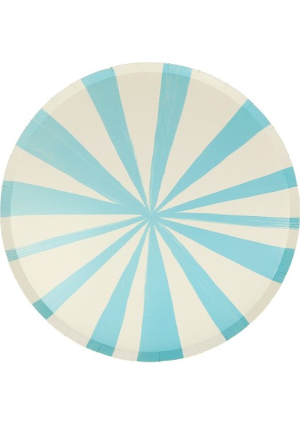 - Blue Stripe Plates - Mavi Çizgili Tabaklar - L - 8'li