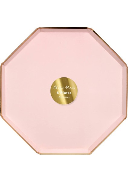 - Dusky Pink Plates - Toz Pembe Tabaklar - L - 8'li