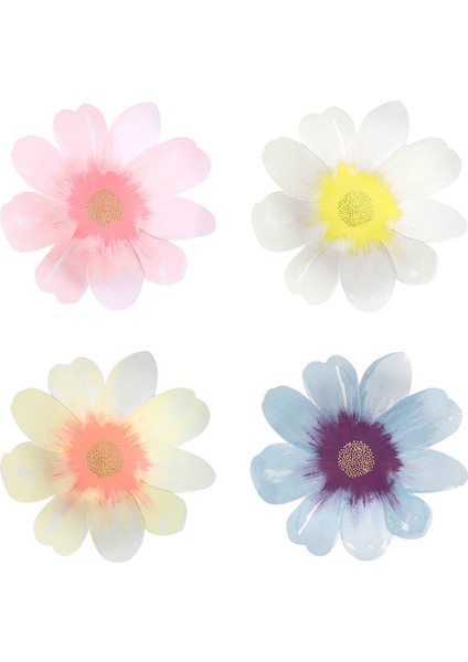 - Flower Garden Plates - Çiçek Bahçesi Tabaklar - L - 8'li