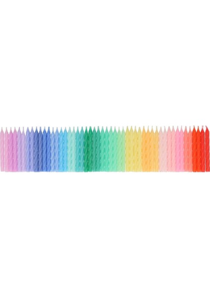 - Rainbow Twisted Mini Candles - Gökkuşağı Renk Kıvrımlı Mini Mumlar - 50'li