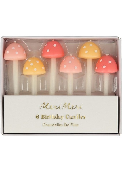 - Mushroom Birthday Candles - Mantar Doğum Günü Mumları - 6'lı