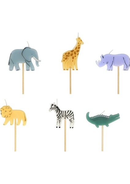 - Mini Safari Animal Candles - Mini Safari Hayvan Mumları - 6'lı