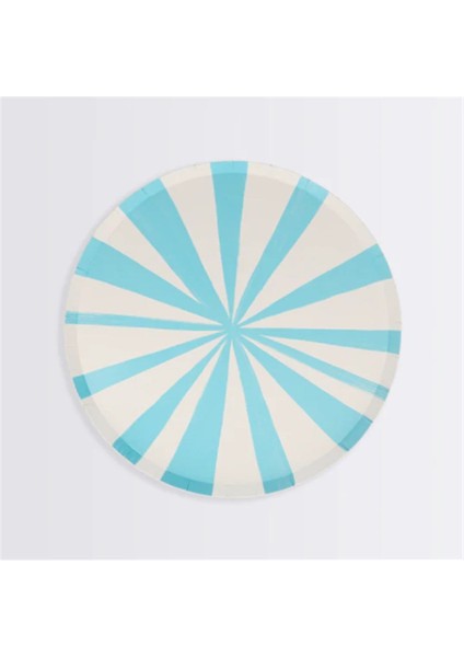 - Blue Stripe Plates - Mavi Çizgili Tabaklar - S - 8'li
