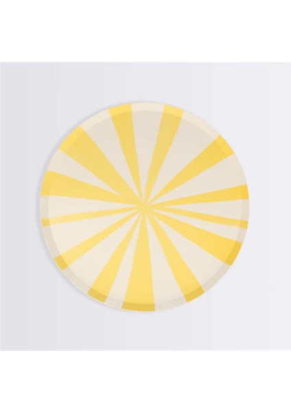 - Yellow Stripe Plates - Sarı Çizgili Tabaklar - S - 8'li