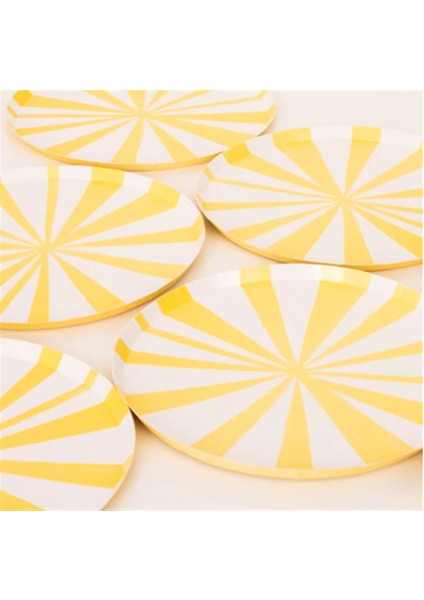 - Yellow Stripe Plates - Sarı Çizgili Tabaklar - S - 8'li fiyatları