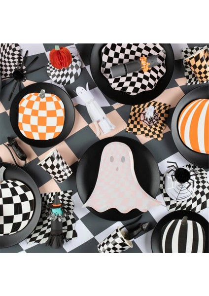 - Pink Checker Ghost Plates - Pembe Hayalet Tabaklar (8'li) fiyatları