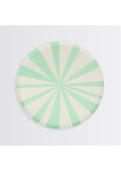 - Mint Stripe Plate - Mint Çizgili Tabaklar - S - 8'li