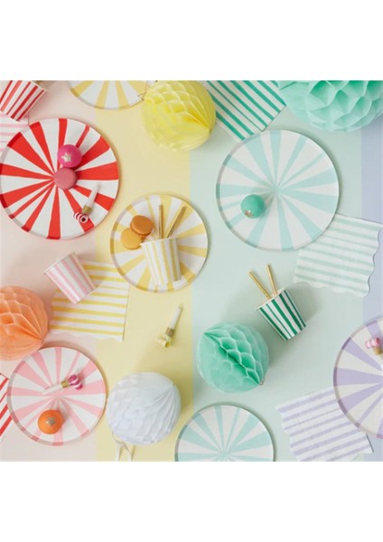 - Mint Stripe Plate - Mint Çizgili Tabaklar - S - 8'li fırsatları