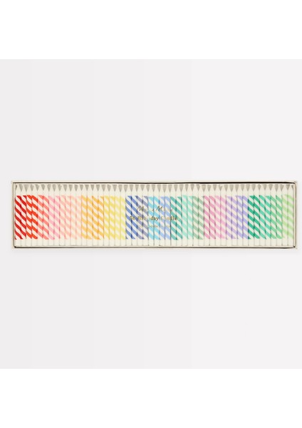 - Rainbow Striped Mini Candles - Gökkuşağı Renklerinde Mini Mumlar ( x 50)